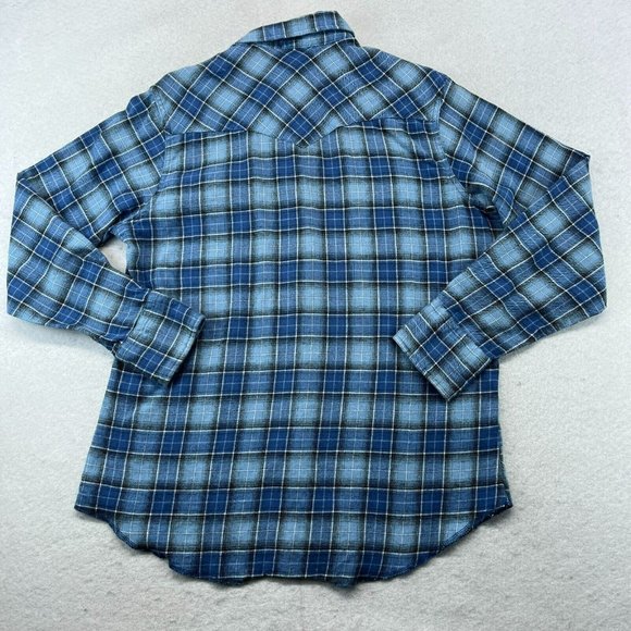 Wrangler Pearl Snap Short Large Men's Flannel Lightweight Western Wear - Picture 8 of 10